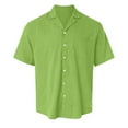 thumbnail image 4 of Huresd Men's Wrinkle Free Untucked Cuban Shirt Business Casual Button Down Tops Short Sleeve Solid Color Shirt Green M, 4 of 5