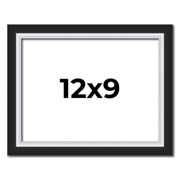 12x9 Frame Black & Silver Solid Wood Picture Frame Width 1.25 Inches | Interior Depth 0.75 Inches |