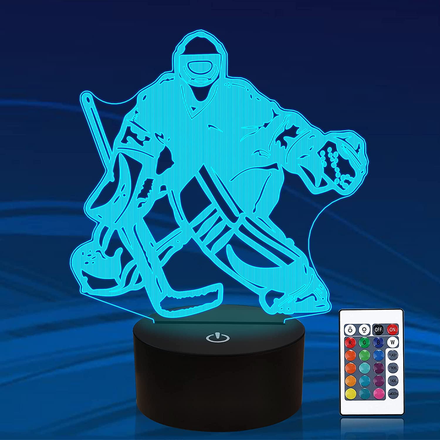 Ice Hockey 3D Illusion Lamp, FYBTO Sports Night Light with Remote ...