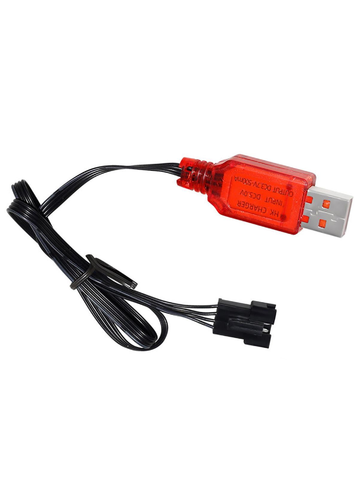 High Speed 7.4V Lithium Battery Charger, USB Charging Cable for Remote Control Cars with SM 4P Reverse Plug Protection