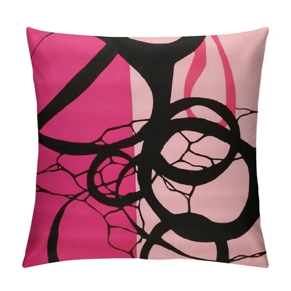 SHANXI Black and Hot Pink Pillow Cover Abstract Throw Pillow Cover Modern Minimalist Decorative Square Cushion Case Boho Decor for Couch Sofa Outdoor 12x12in