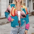thumbnail image 3 of Jackets for Women Winter Coat Jackets Flannel Stand Collar Jacket(Flamingo Pop Art Print,Size:S-4XL), 3 of 7