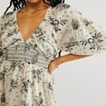 thumbnail image 5 of PENGXIANG Robe Bohème Florale pour Femmes Col en V Taille Froncée Longue Robe Fluide, 5 of 5