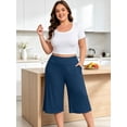 thumbnail image 3 of FEREMO Women Plus Size Pajama Pant Capri Printed Sleep Pant with Pockets 3-Pack, 3 of 9