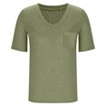thumbnail image 6 of Otvok Fashion Womens Casual Short Sleeve Solid Pocket Tops Ladies V-Neck Blouse, 6 of 6