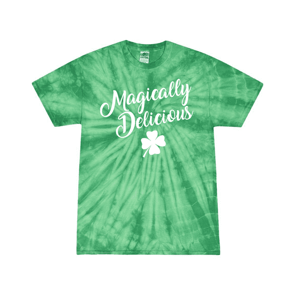 Trenz Shirt Company Funny St Patricks Day Magically Delicious Script  Short-Sleeve Tiedye T-Shirt-Spider Kelly-4xl