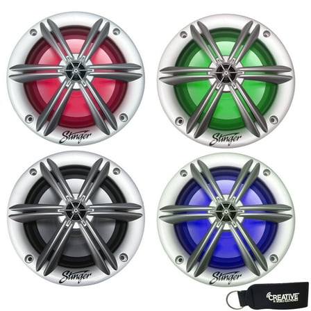 Stinger SEA65RGBS 6.5” 150 W Max 2-Way Marine Grade Coaxial Speakers with RGB