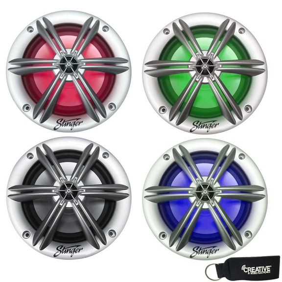 Stinger SEA65RGBS 6.5” 150 W Max 2-Way Marine Grade Coaxial Speakers with RGB
