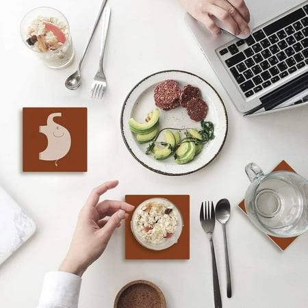 

KXMDXA Elephant Set of 4 Coaster for Drinks Absorbent Ceramic Stone Coasters Cup Mat with Cork Base for Home Kitchen Room Coffee Table Bar Decor