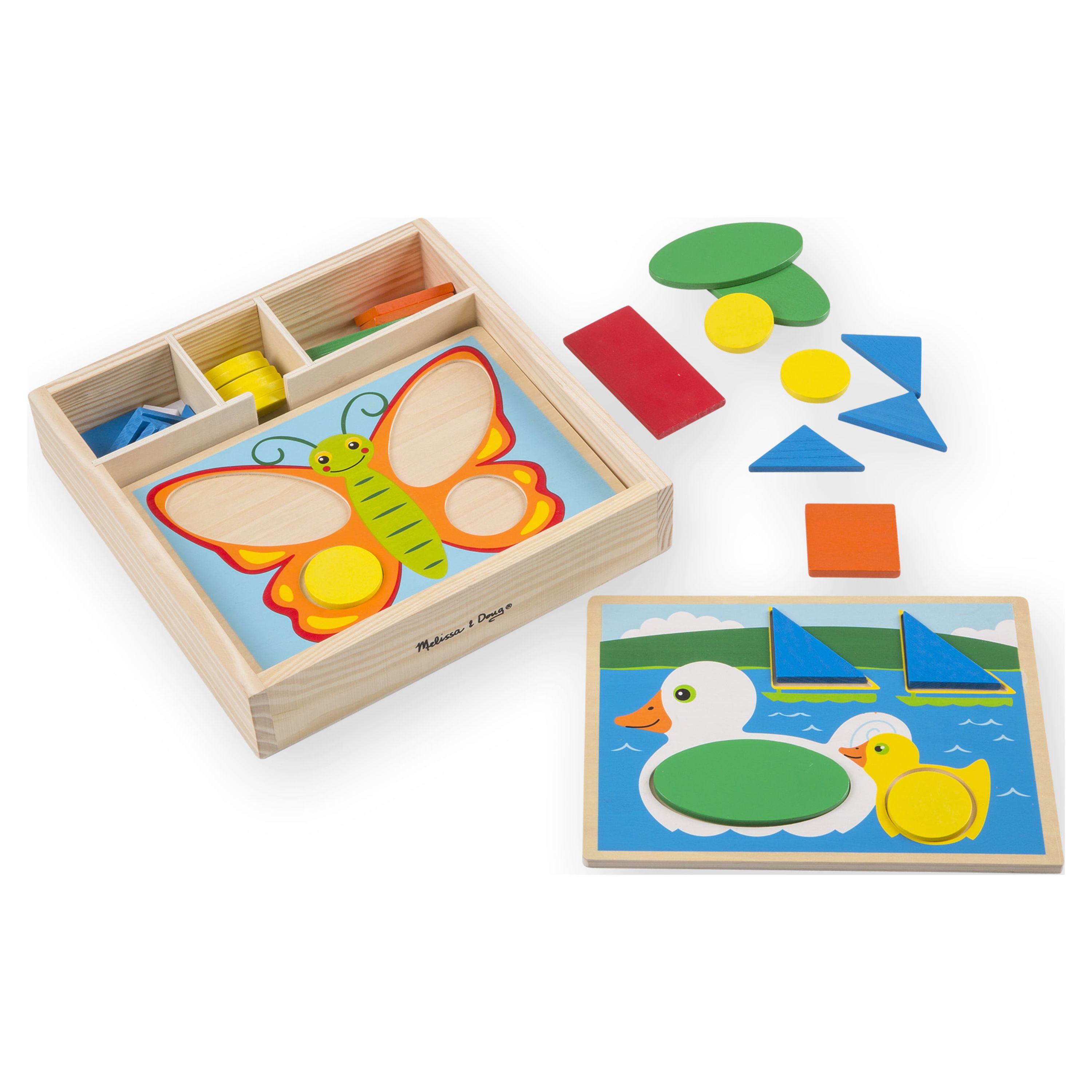 Melissa & Doug Beginner Wooden Pattern Blocks Educational Toy With