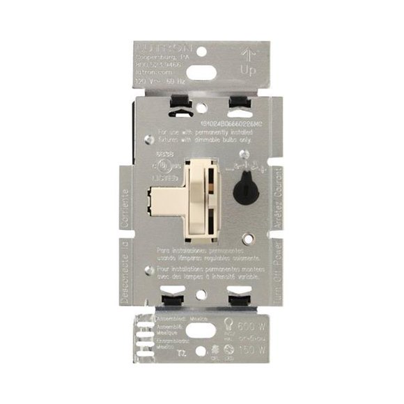 Lutron Electronics TGCL-153PH-LA CFL & LED Toggler Dimmer Light Almond
