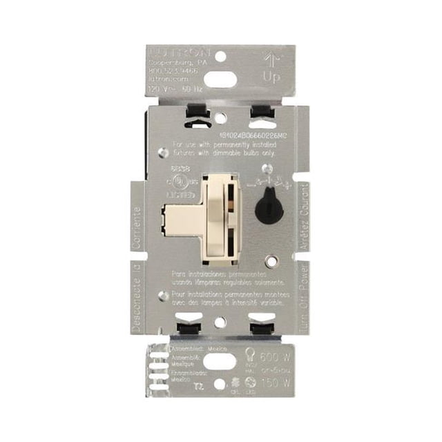 Lutron Electronics TGCL-153PH-LA CFL & LED Toggler Dimmer Light Almond