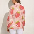 thumbnail image 2 of Strawberries Colorful Pink Red Green Long Sleeve Blouse Woman Streetwear Casual Shirts Summer Oversize Woman Streetwear Clothing Birthday Present, 2 of 7