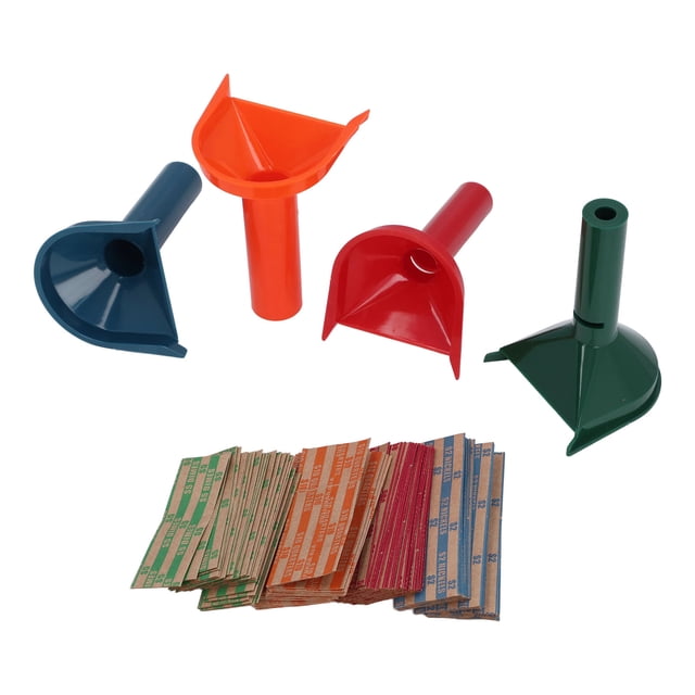 Tubo De Contador De Monedas, Clasificador De Monedas De Forma De Embudo Portátil De 4 Piezas Con 100 Bolsas Para Hogares