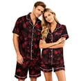 thumbnail image 2 of Couples Matching Halloween Pajamas Set Short Sleeve Button Down Shirt and Shorts Spooky Festivity Sleepwear Outfits, 2 of 5