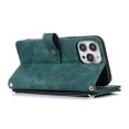 thumbnail image 5 of Decase for iPhone 14 Pro Max Wallet Case (2022 Release), Shockproof PU Leather Zipper Purse with Crossbody Strap & Wrist Strap Card Holder Cover for iPhone 14 Pro Max, Darkgreen, 5 of 9