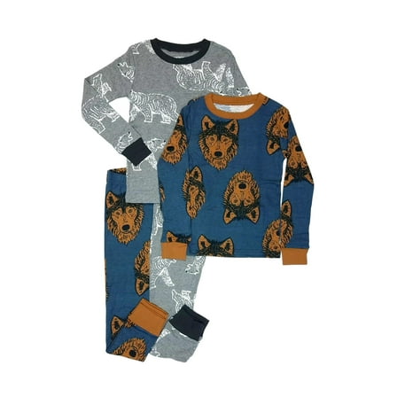 Carter's Boy's Wolf and Polar Bear 4-Piece Cotton Pajama Set, Size 8