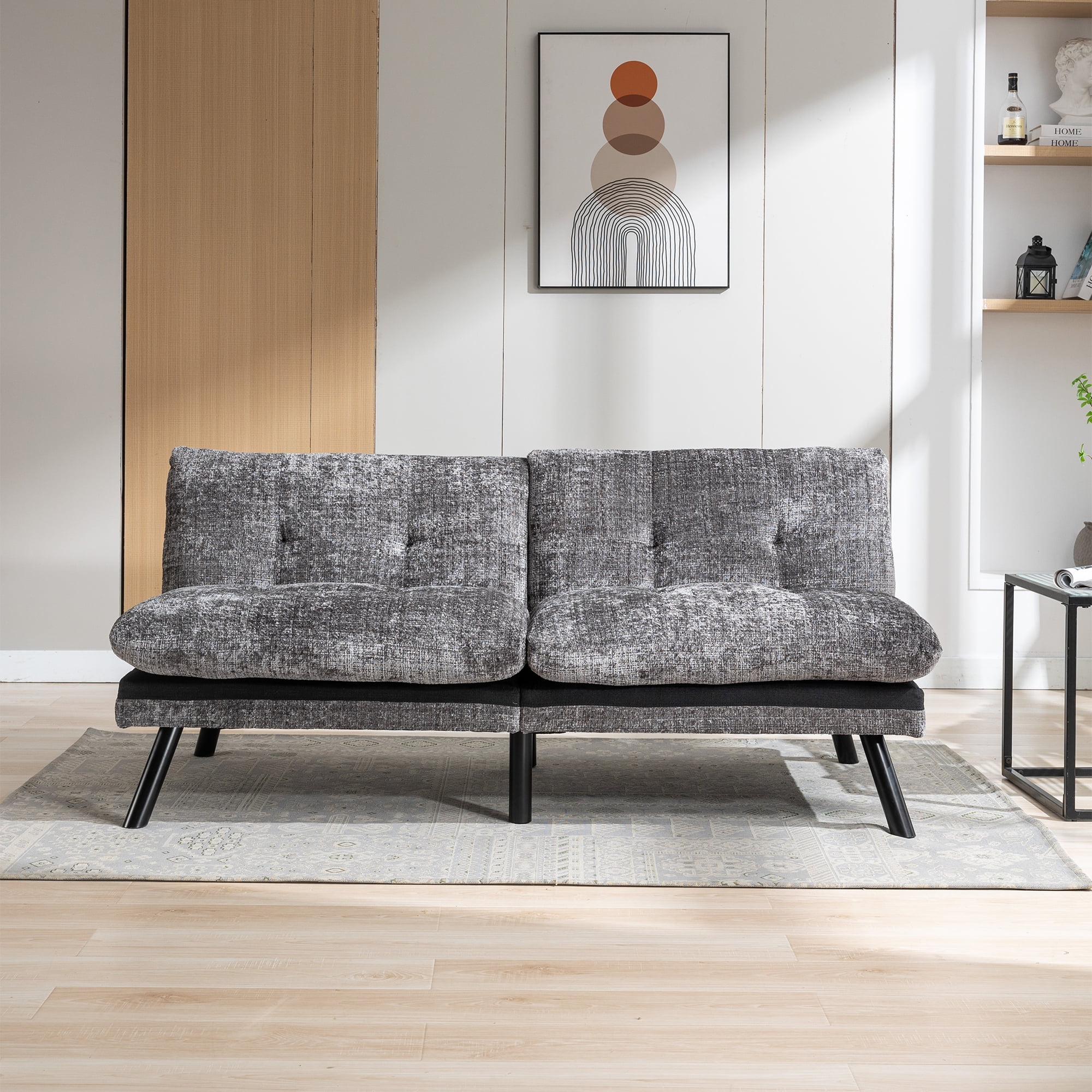 Spaco Convertible Futon Sofa Bed Futon Couche for Living Room, Chenille-Black Spaco Convertible Futon Sofa Bed Futon Couche for Living Room, Chenille-Black