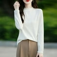 thumbnail image 4 of Women's Sweaters Mock Neck Long Sleeve Knitted Graphic Fall Winter Fashion Casual Pullover Sweater Tops (XL, White), 4 of 4
