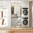 thumbnail image 5 of Homieasy 2.5FT Closet System with 3 Drawers, 29.5’’ Closet Organizer, Wood Closet Organizer System, Walk-in Closet or Small Closets Wardrobe, Clothes Rack with Hanging Rods, Gray, 5 of 8