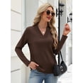 thumbnail image 6 of Zeagoo V Neck Blouse for Women Casual Dressy Basic Tops Soft Solid Long Sleeves Shirts Trendy Fall Tops, 6 of 8