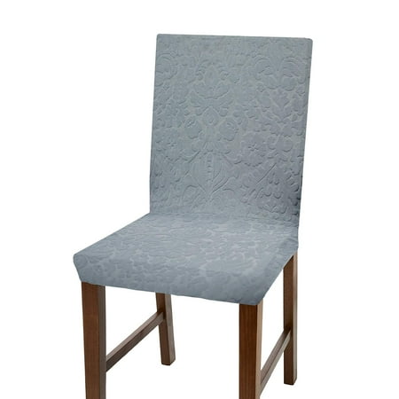 Linen Store Luxurious Damask Dining Chair Cover Form Fitting Soft Parson Chair Slipcover Grey