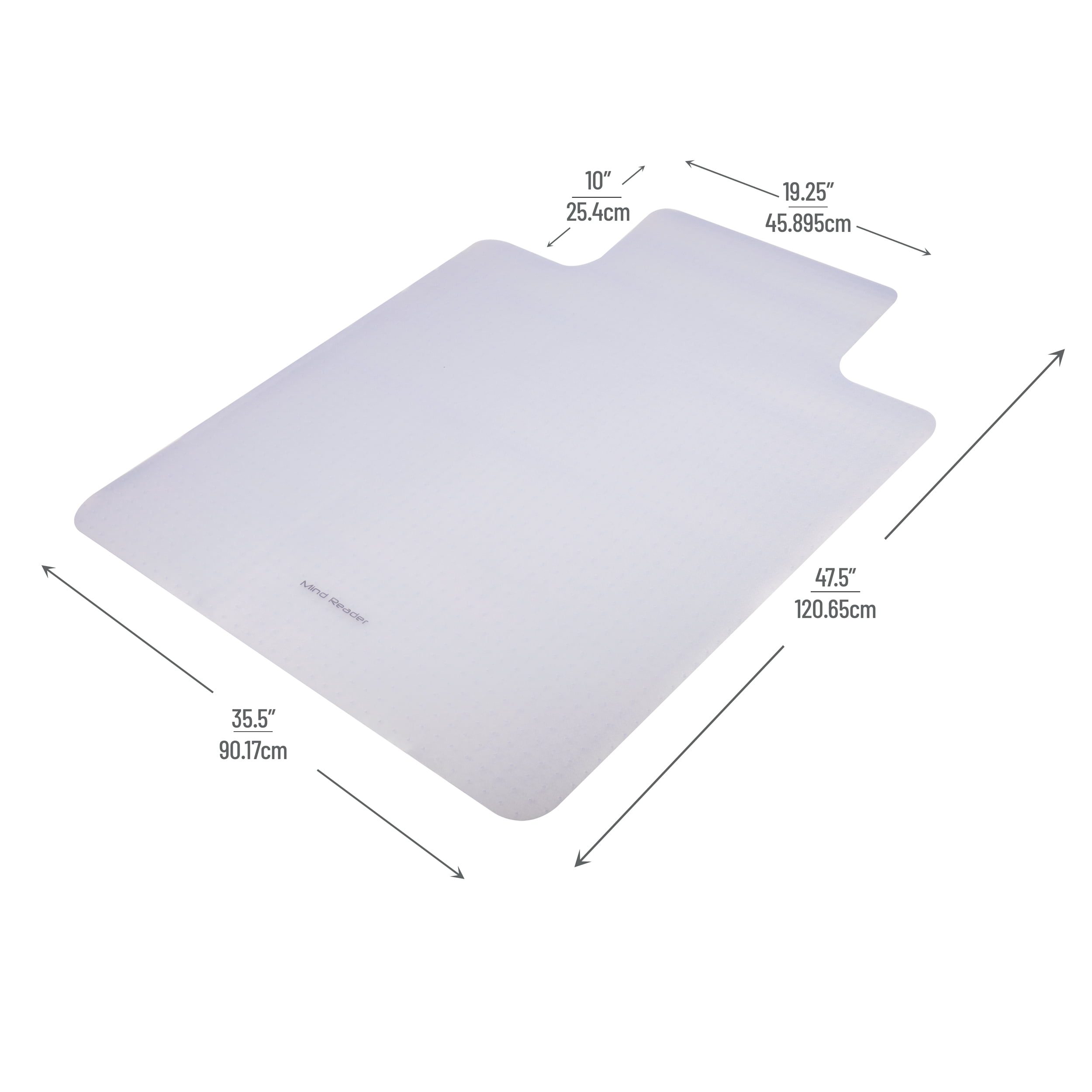 Mind Reader Office Chair Mat for Carpet, Under Desk, PVC, 47.5"L x 35.5"W x 0.125"H, 2-Pack, Clear