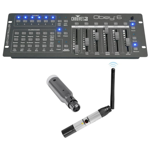 Chauvet DJ Obey 6 Ch. Wireless DMX DJ MIDI Light Controller Receiver Transmitter