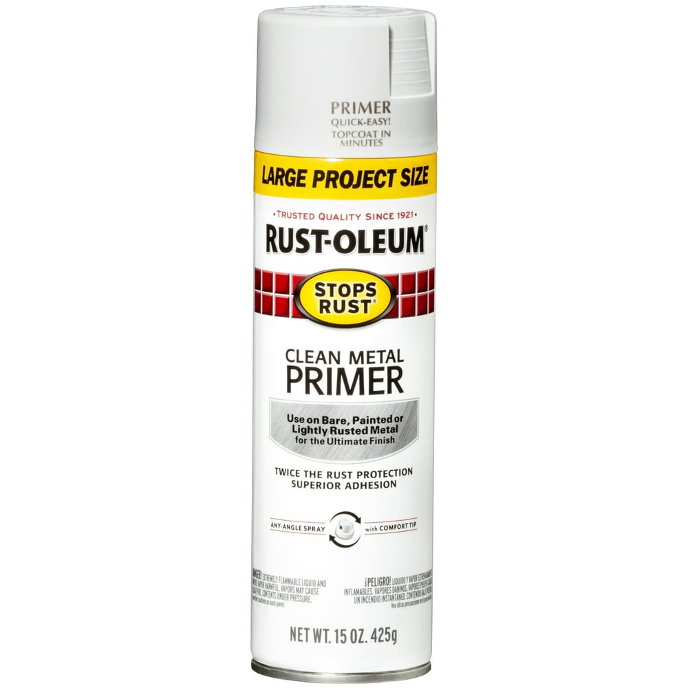 Clean Metal White, RustOleum Stops Rust Flat Primer Spray, 15 oz