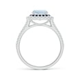 thumbnail image 2 of Angara Natural 0.88 Ct. Aquamarine with Blue Sapphire Halo Ring in 14K White Gold for Women (Ring Size: 5.5), 2 of 9