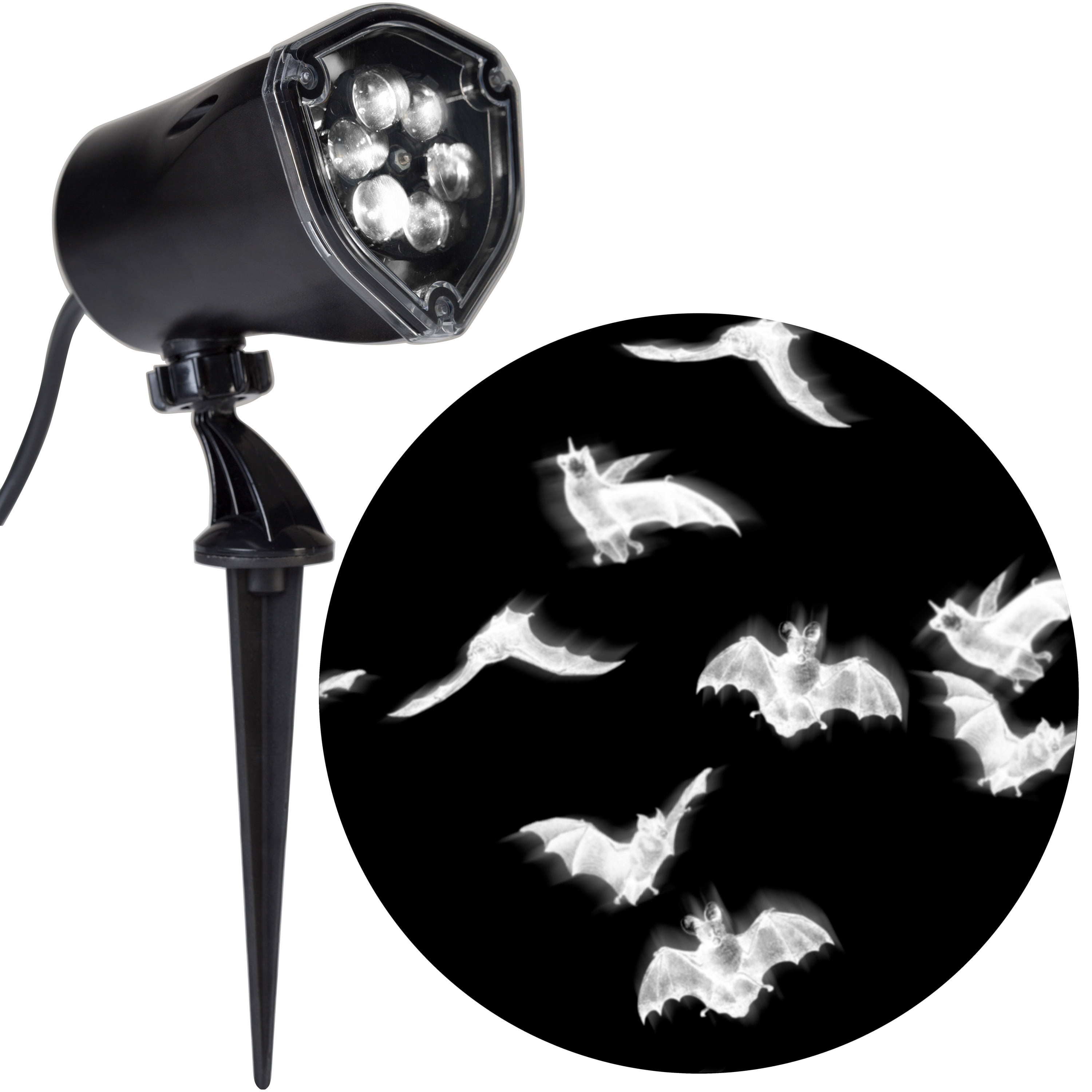 White Projector,Bright LED Halloween Bats Projection,Outdoor Yard,Lighting Decor 