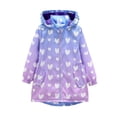thumbnail image 2 of Girls Hooded Windproof Long Jacket, Big Kids Gradient Heart Print Pocket Warm Fall Winter Outerwear Coat Purple 4-5 Years, 2 of 6