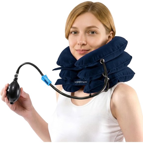 Xerrycon Inflatable Neck Support Pillow Adjustable Air Cushion for Home Office Travel