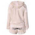thumbnail image 5 of Gibobby Pijamas mujer calientitas Pijama Conjunto de ropa de dormir Poliéster Con capucha Manga larga Dormitorio Dama(Beige,XL), 5 of 5