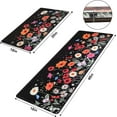 thumbnail image 3 of Kitchen Rugs Sets of 2 Floral, Waterproof Kitchen Mats Cushioned Anti Fatigue, Farmhouse Kitchen Mat Rug Non Slip Washable, Floor Comfort Mats Kitchen Home, 18'''' x 48''''+18'''' x 30'''', Black, 3 of 6