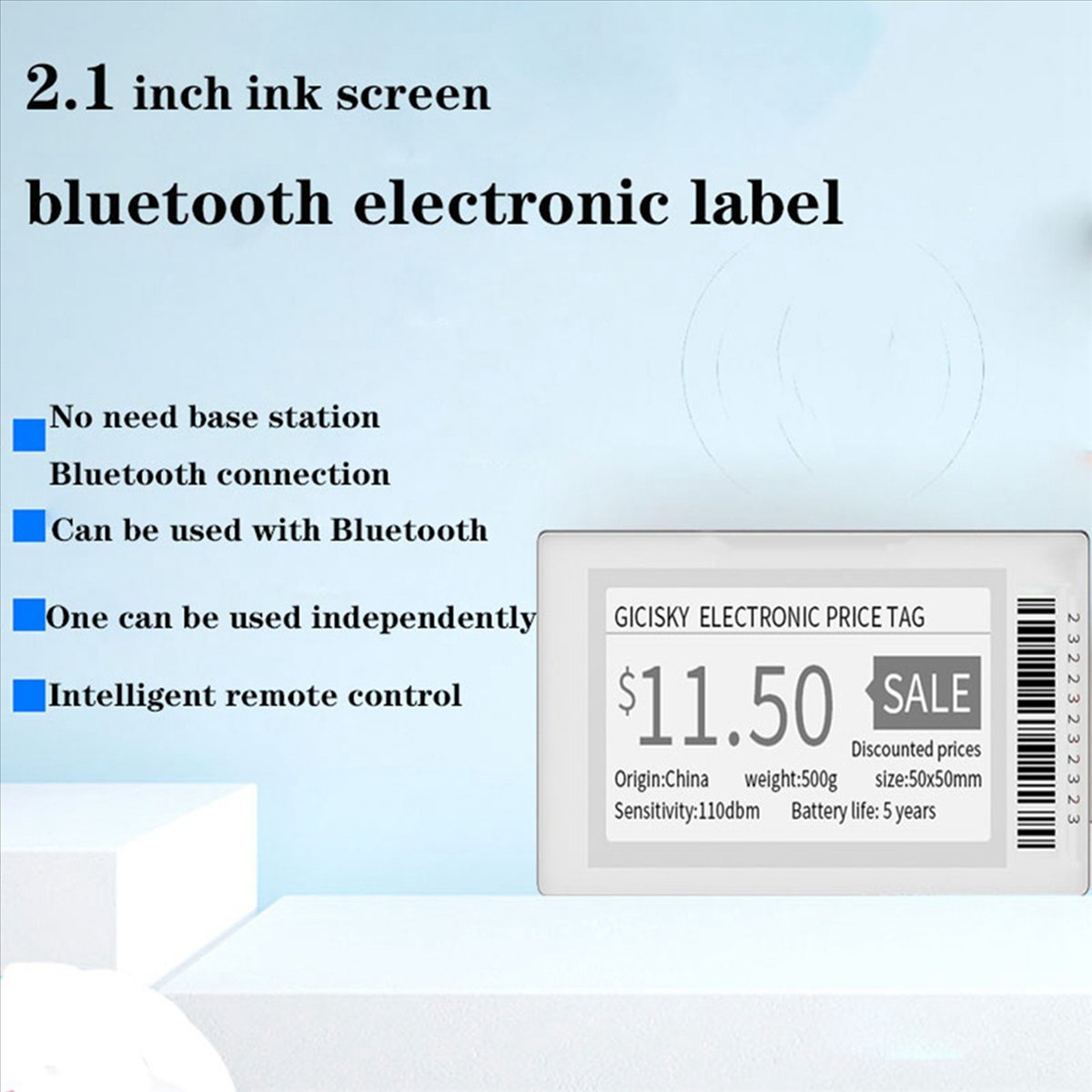 2.1 Inch Electronic Price Tag ESL TFT Screen Display No Messy Writing Bluetooth Connect Management for Android APP 8Pcs,8 x 2.1 inch Electronic Price Tag,White