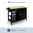 thumbnail image 6 of BELLEZE Rolling Kitchen Island Utility Cart with a Drawer - Sonoma (Black), 6 of 7