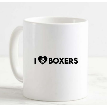 

Coffee Mug I Heart Boxers Love Paw Print Animals Dog Caps White Cup Funny Gifts for work office him her