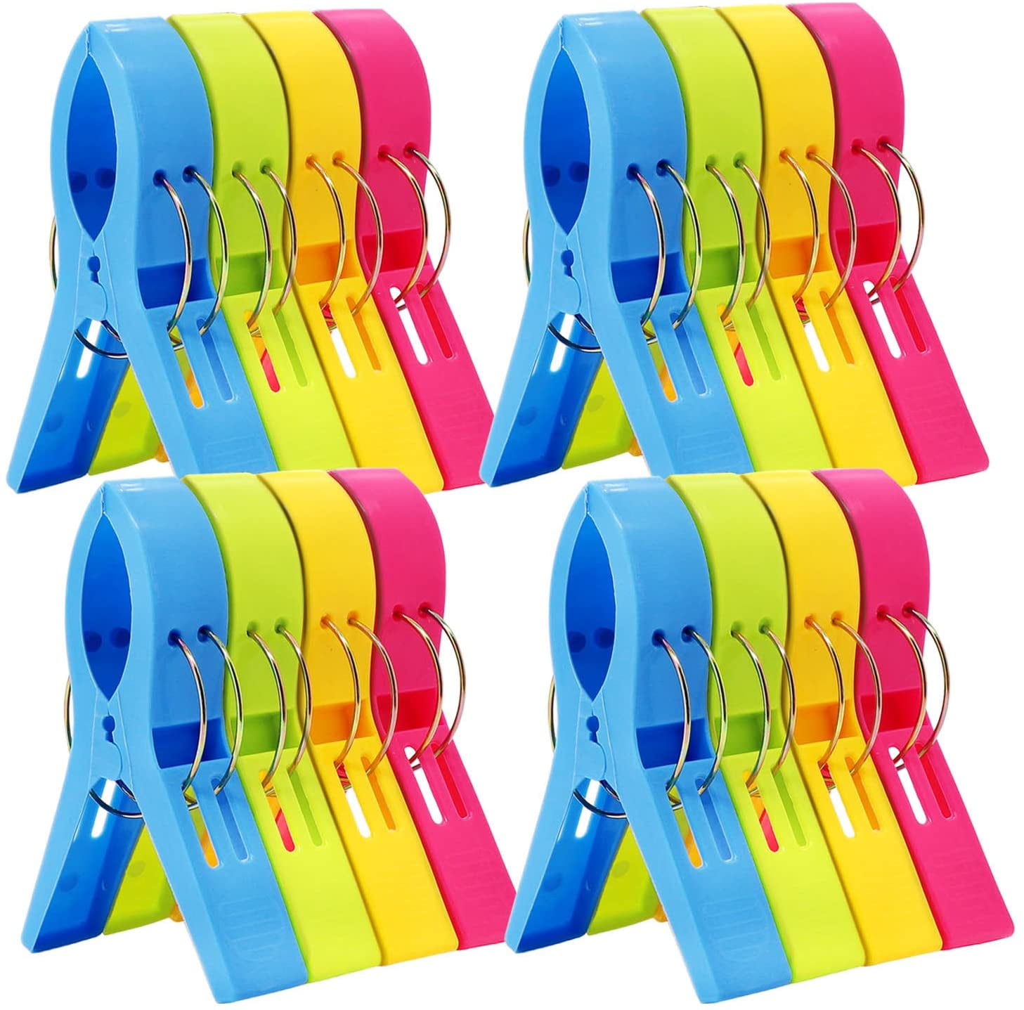HiGift 8 Pack Beach Towel Clips for Beach Chairs Cruise Chair,Jumbo Size Cruise Chair Towel Clips On Lounge Chairs Lawn Chair Pool Chairs in Bright Color-Keep Your Towel from Blowing Away-6.3 Inch