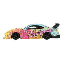 Nissan "LB-Super Silhouette" S15 SILVIA RHD (Right Hand Drive) Yellow and Blue with Pink Graphics "LBWK KUMA" Limited Edition 1/64 Diecast Model Car by Mini GT