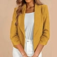 thumbnail image 3 of tarylea Business Casual Tops for Women Turn down Collar 3/4 Sleeve Blazer Solid Color Fitted Crop Tops Work Office Suit Jackets, 3 of 7