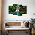 thumbnail image 3 of Elephant Stock Forest Waterfall Scene Wall Art - Horizontal Multi Panel Canvas - Living Room Wall Decor - Nature Multi Panel - Teal And Gray Decor - 43" x 27", 3 of 8