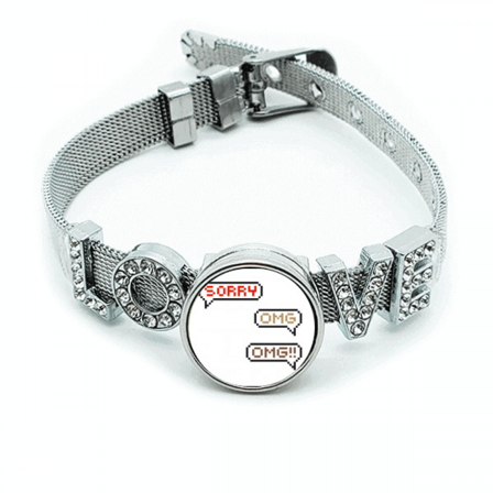 Conversation Surprise Reply Chat Bracelet Wristband Crystal Love Adjustable Bangle
