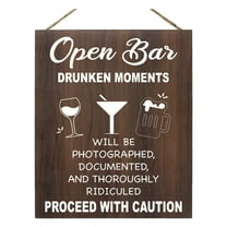JennyGems Open Bar Wedding Sign, Wedding Reception Signs Drunken Moments Will Be Photographed Documented and Thoroughly Ridiculed, Wedding Decor, Birthday Anniversary Bar Sign Home Bar Decor (Brown)