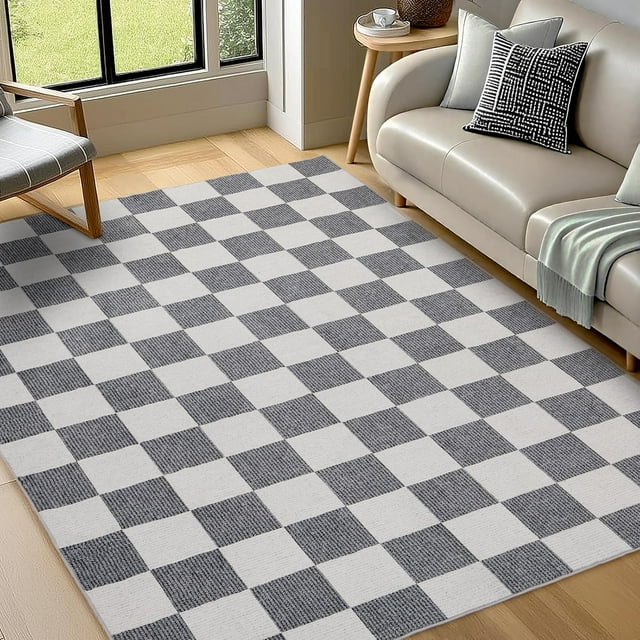 Area Rugs x for Living Room Washable LowPile Checke Boho Large Rug for Bedrooms Soft Flat Print Plaid Carpet for Classroom \uEDining Room Office Kids Playroom( and Cam
