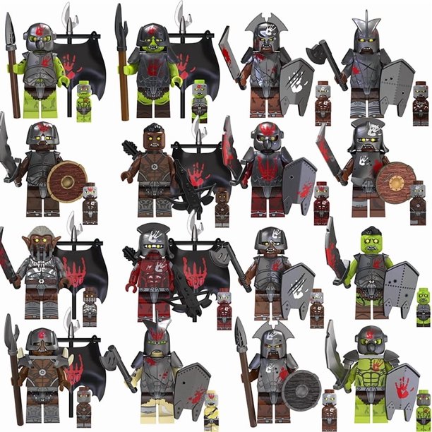 16 Piezas Serie Épica Medieval Figuras de Bloques de Construcción, Mini Muñecos de 16.16 cm Anillo Mágico Cuerpo de Élite para Juego de Rol, Juguete de Regalo para Niños Navidad