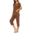 thumbnail image 3 of MINTLIMIT - Hauts à Manches Courtes et Pantalons Capri - Ensembles Pyjama Unis pour Femmes, 3 of 4