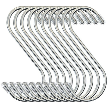 

10 Pack S Hooks for Hanging Plants S Hooks for Hanging Clothes Stainless Steel S Hooks Heavy Duty Durable S Shaped Hooks for Kitchen