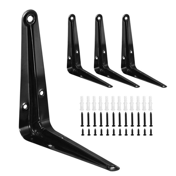 Uxcell 4Pack 5 x 4 Inch Shelf Bracket Metal L Brackets Floating Shelf Brackets Black