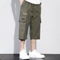 thumbnail image 2 of XDZJLR Mens Shorts Over The Knee Elasticated Pocket Slacks Knee Length Short Pants Green L, 2 of 4